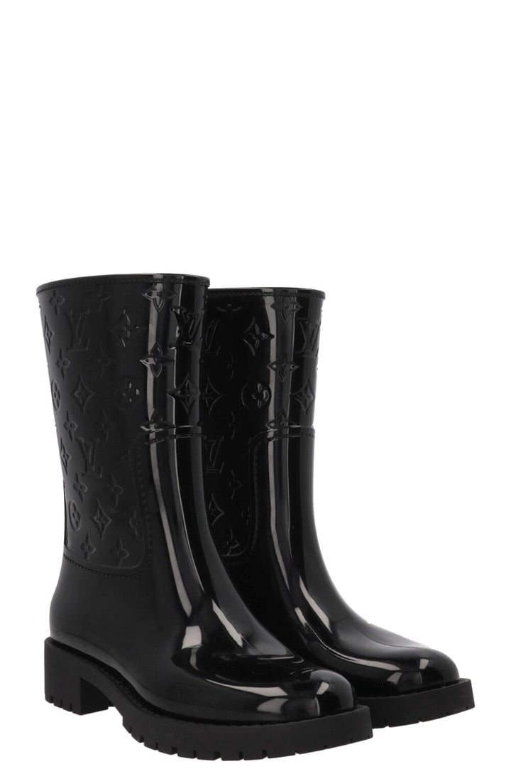 LOUIS VUITTON Drops Rain Boots MNG PVC Black
