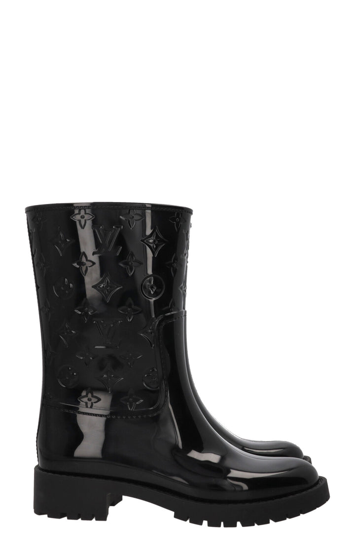 LOUIS VUITTON Drops Rain Boots MNG PVC Black