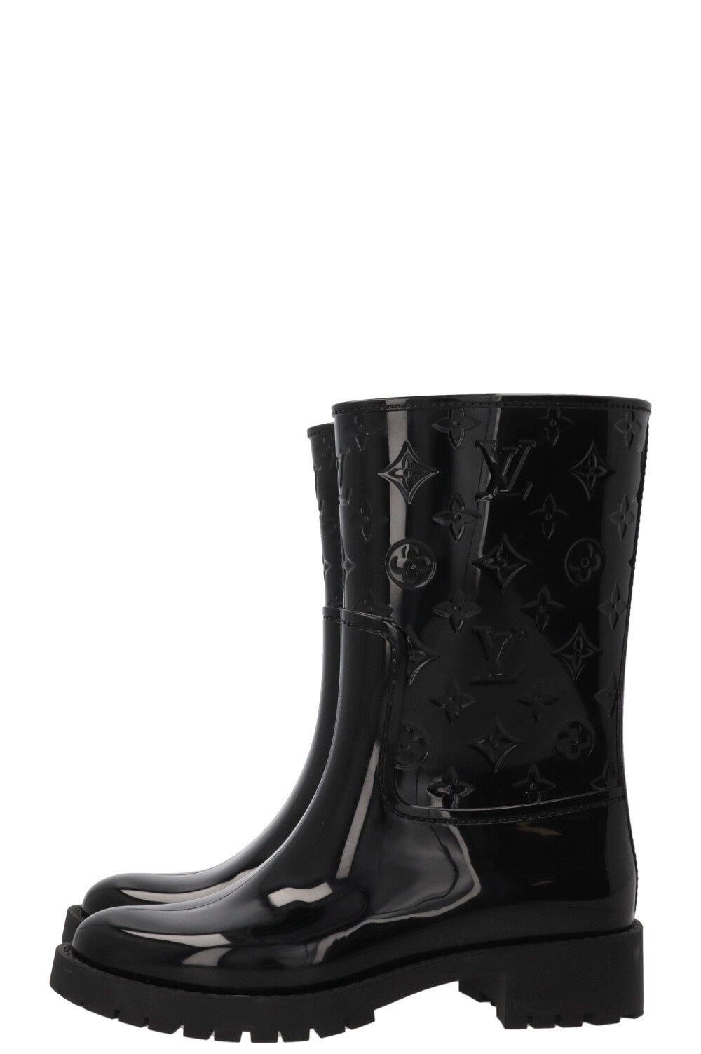 LOUIS VUITTON Drops Rain Boots MNG PVC Black