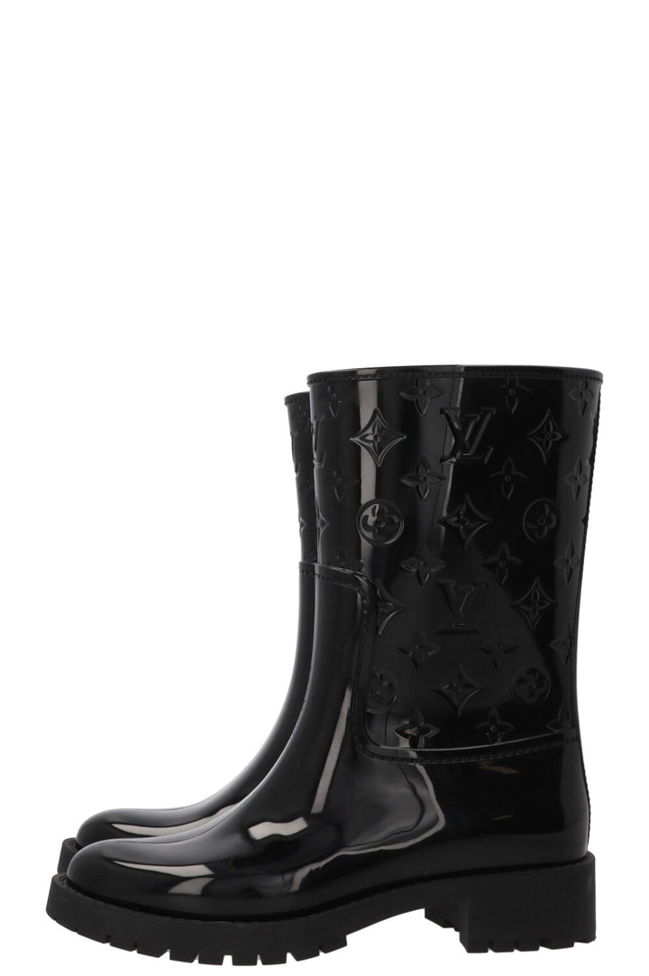 LOUIS VUITTON Drops Rain Boots MNG PVC Black
