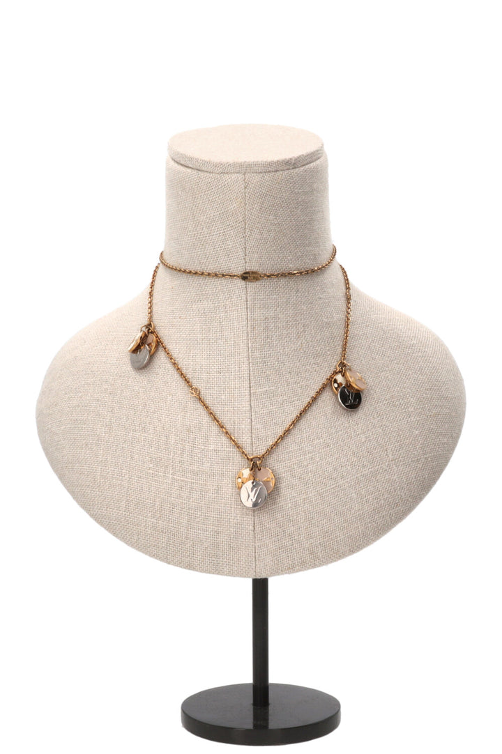 LOUIS VUITTON Enamel LV Station Charm Necklace