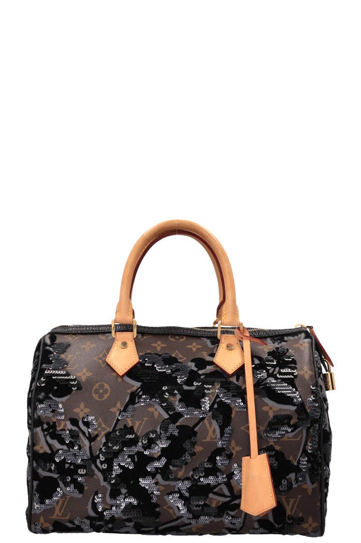 LOUIS VUITTON Fleur de Jais Speedy 30 Canvas Brown