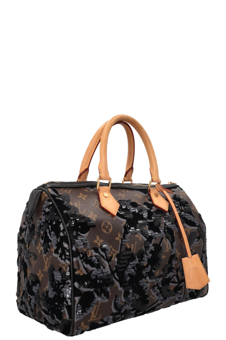 LOUIS VUITTON Fleur de Jais Speedy 30 Canvas Brown