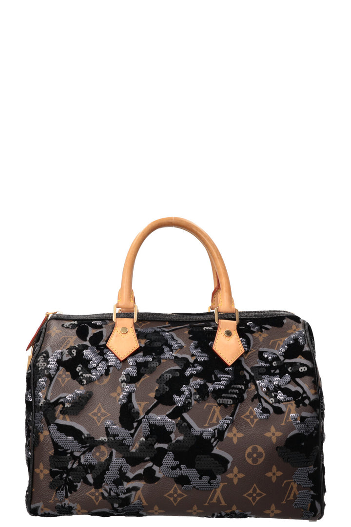 LOUIS VUITTON Fleur de Jais Speedy 30 Canvas Brown
