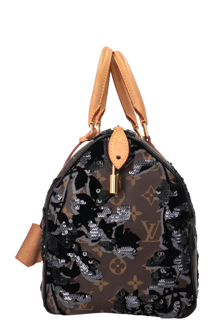LOUIS VUITTON Fleur de Jais Speedy 30 Canvas Brown