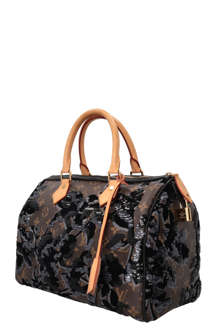 LOUIS VUITTON Fleur de Jais Speedy 30 Canvas Brown