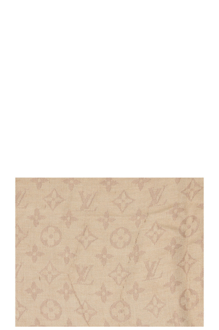 LOUIS VUITTON Fringed Scarf MNG Gold