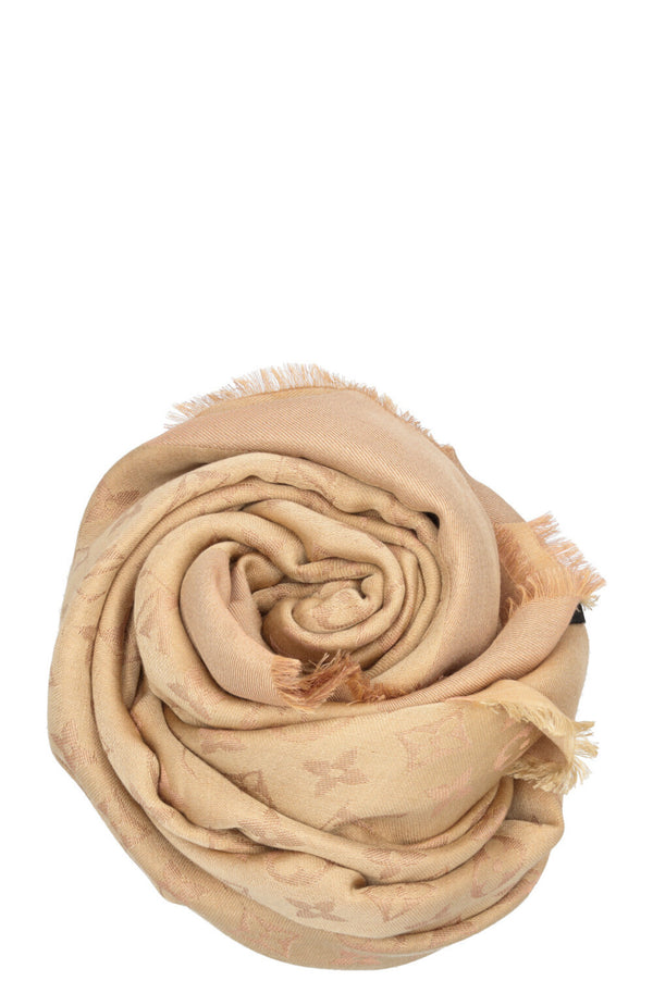 LOUIS VUITTON Fringed Scarf MNG Gold