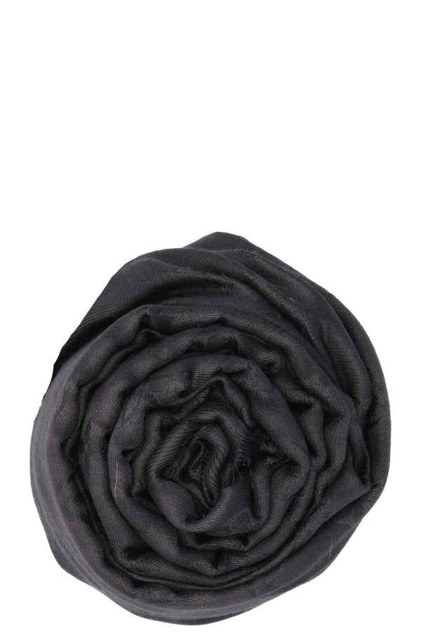 LOUIS VUITTON Fringed Scarf MNG Silk Black