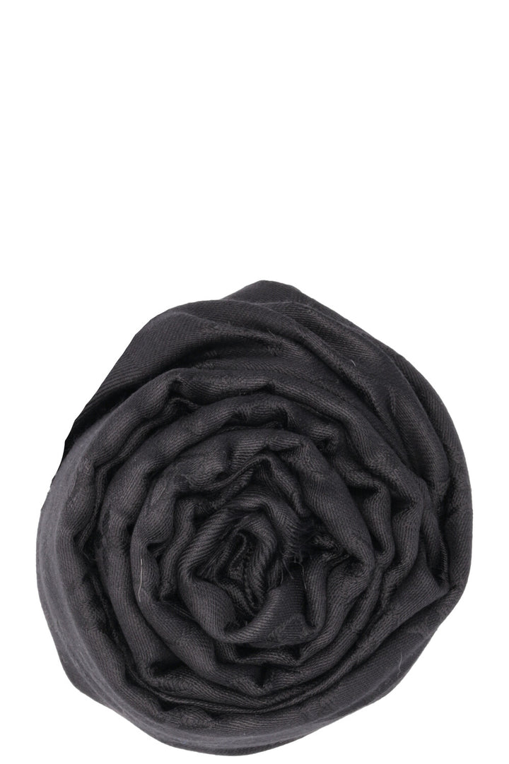 LOUIS VUITTON Fringed Scarf MNG Silk Black