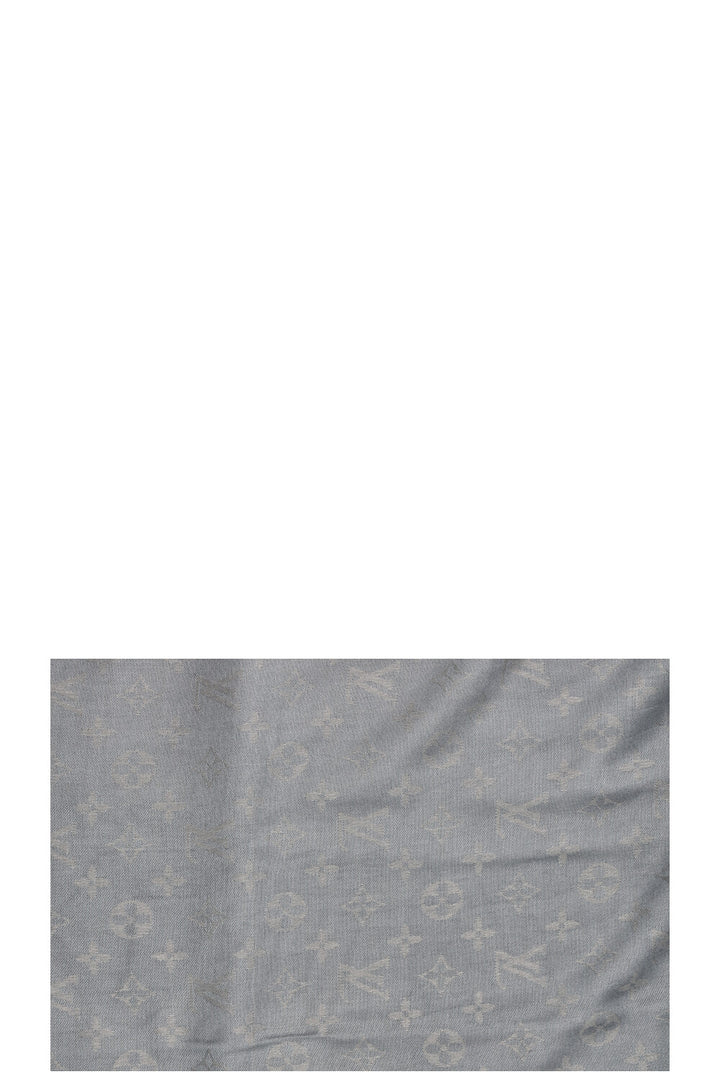 LOUIS VUITTON Fringed Scarf MNG Silk Blue