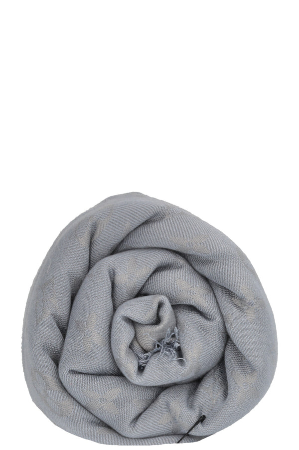 LOUIS VUITTON Fringed Scarf MNG Silk Blue