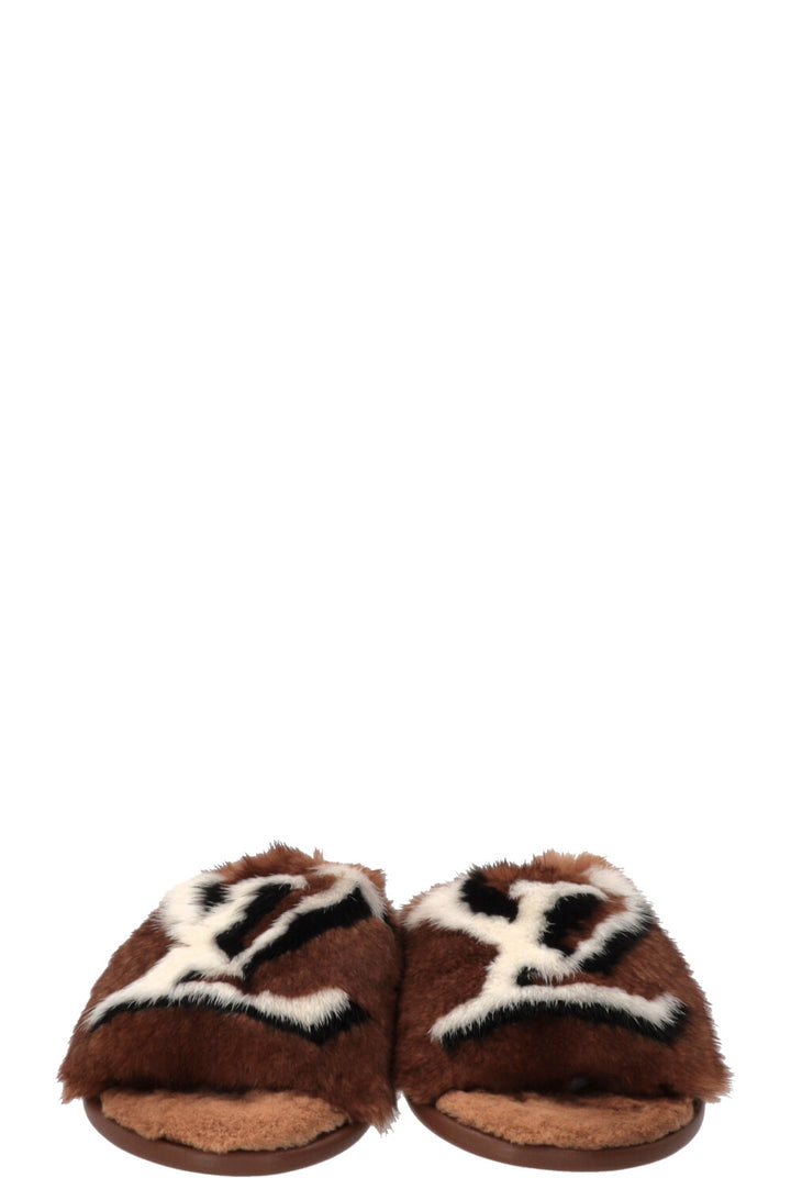 LOUIS VUITTON Homey Flat Mules Mink Brown