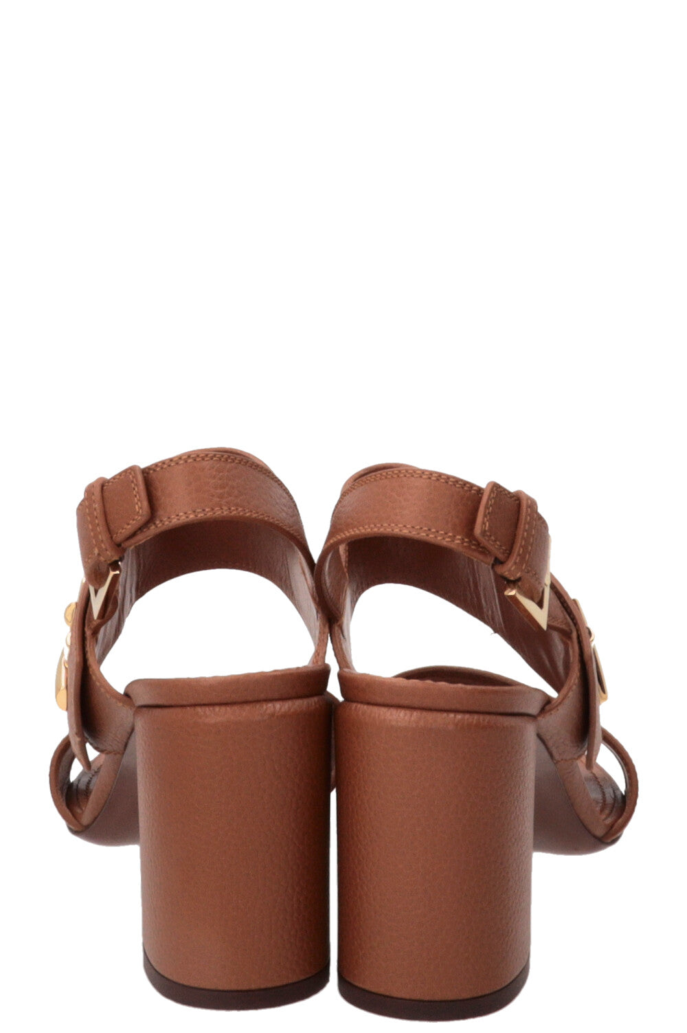 LOUIS VUITTON Horizon Block Heel Sandals Leather Brown