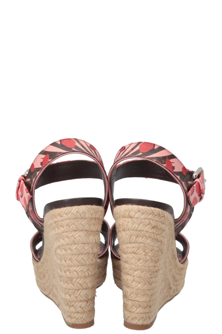 LOUIS VUITTON Jungle Dots Wedges Canvas Pink Red
