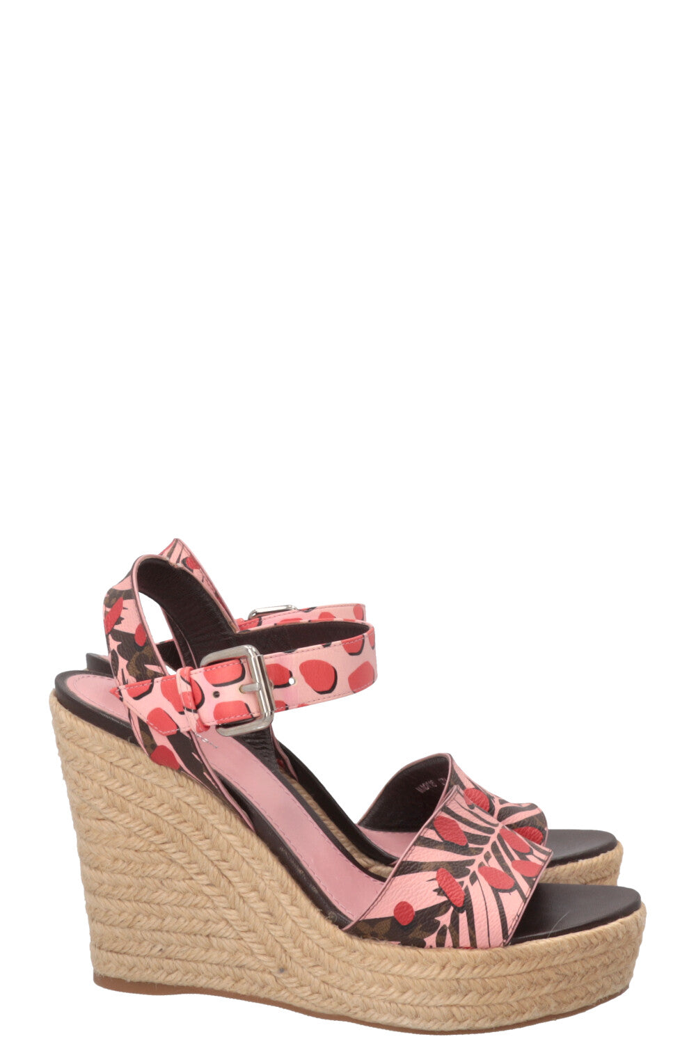 LOUIS VUITTON Jungle Dots Wedges Canvas Pink Red