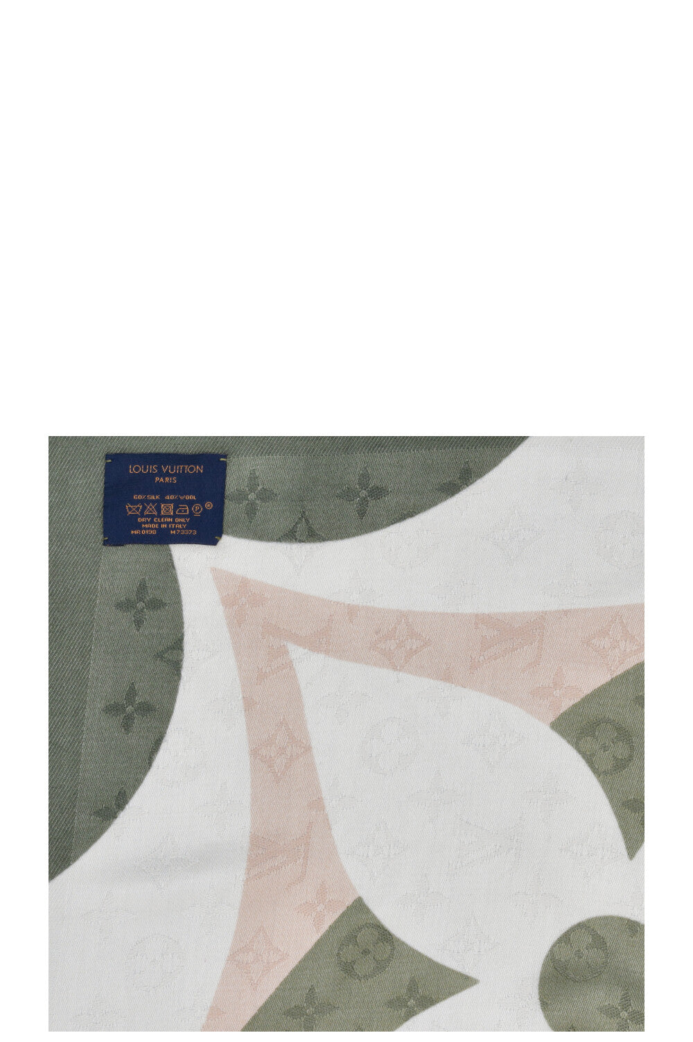 LOUIS VUITTON Kaleidogram Scarf MNG Slik Wool Green Beige