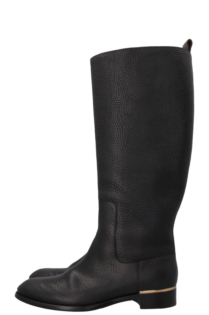 LOUIS VUITTON Knee High Boots Leather Black
