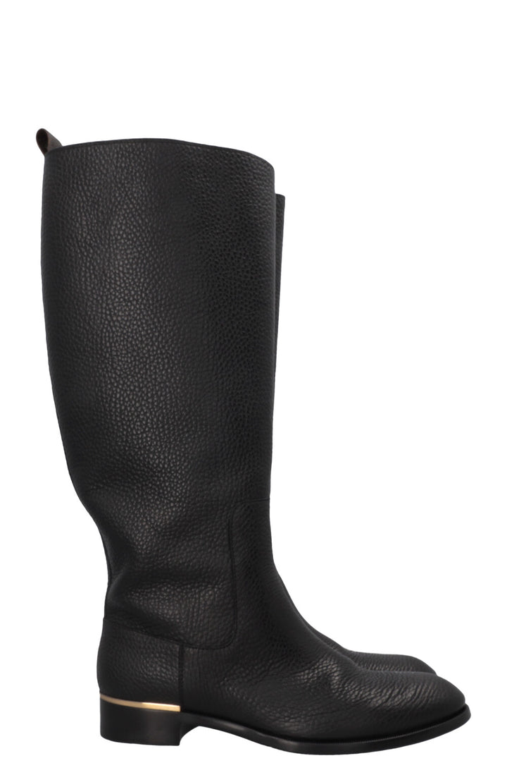 LOUIS VUITTON Knee High Boots Leather Black
