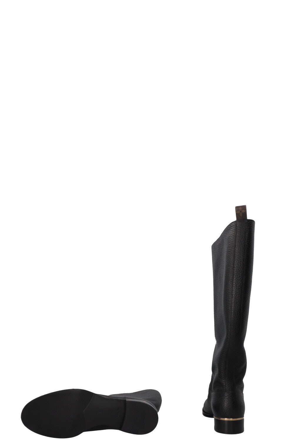 LOUIS VUITTON Knee High Boots Leather Black