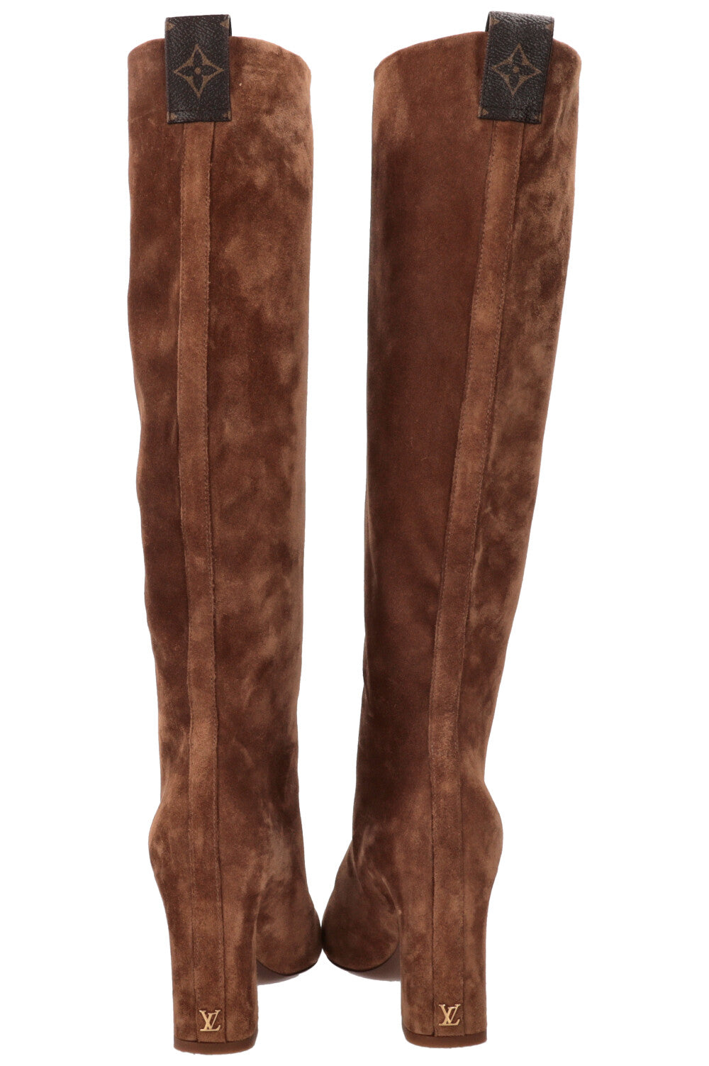 LOUIS VUITTON LV MNG Knee High Boots Suede Camel