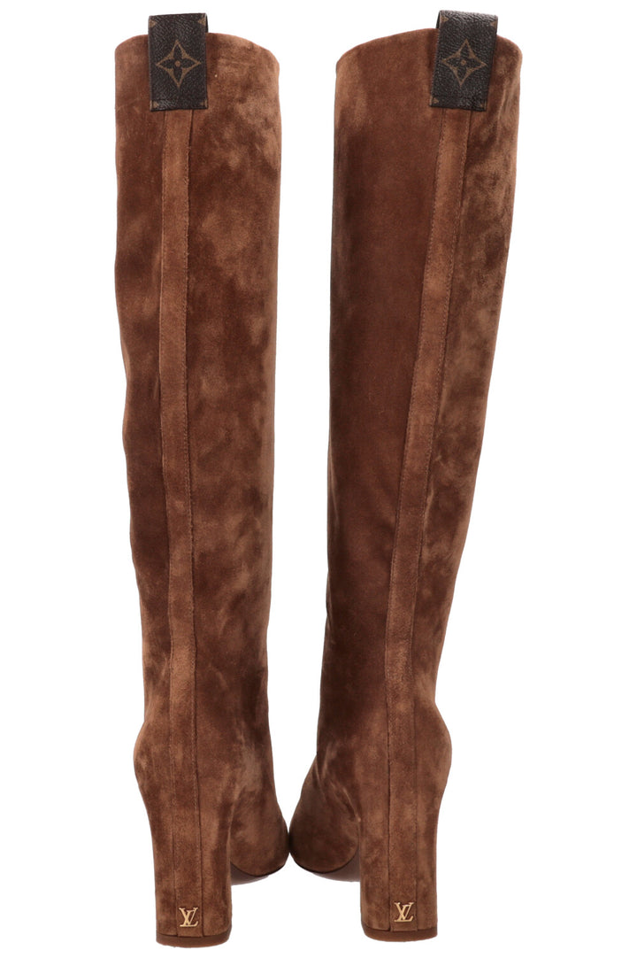 LOUIS VUITTON LV MNG Knee High Boots Suede Camel
