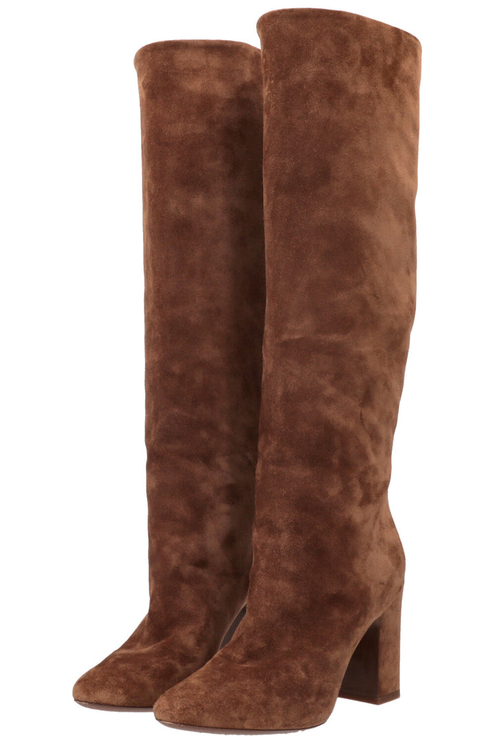 LOUIS VUITTON LV MNG Knee High Boots Suede Camel