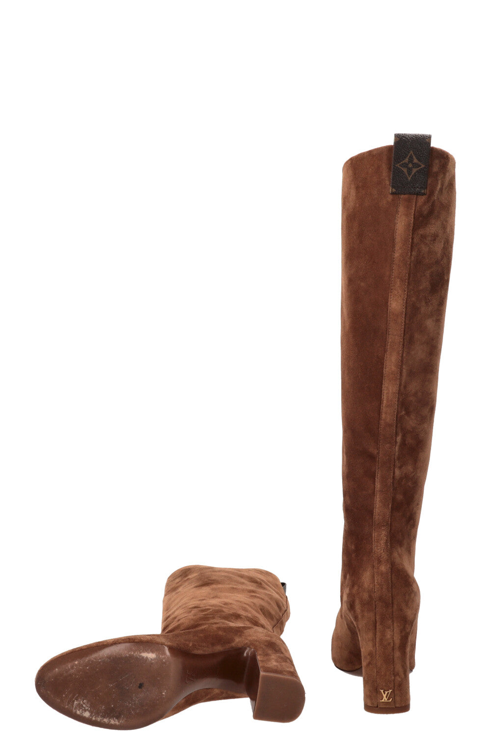 LOUIS VUITTON LV MNG Knee High Boots Suede Camel