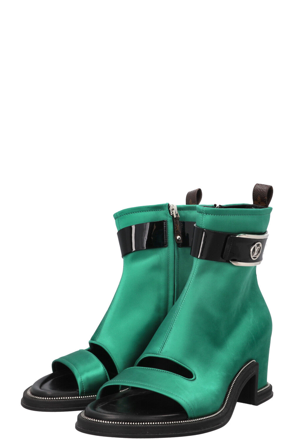 Bottines Louis Vuitton LV Moonlight en satin vert