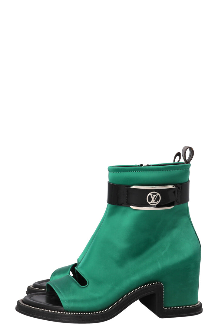 Bottines Louis Vuitton LV Moonlight en satin vert
