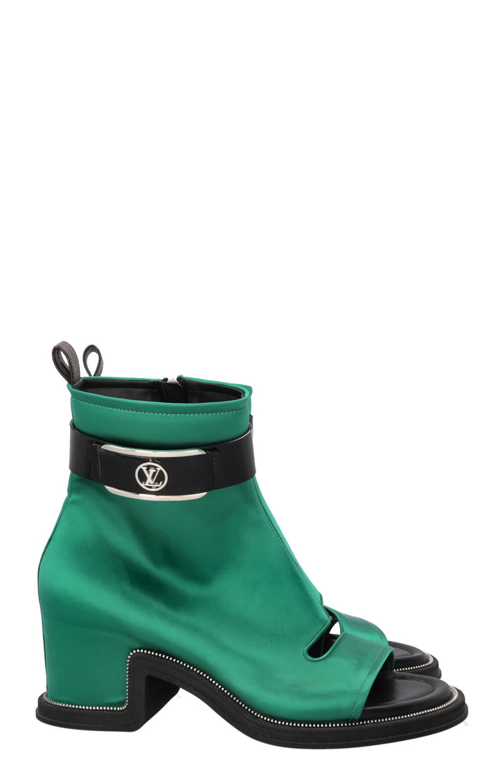 Bottines Louis Vuitton LV Moonlight en satin vert
