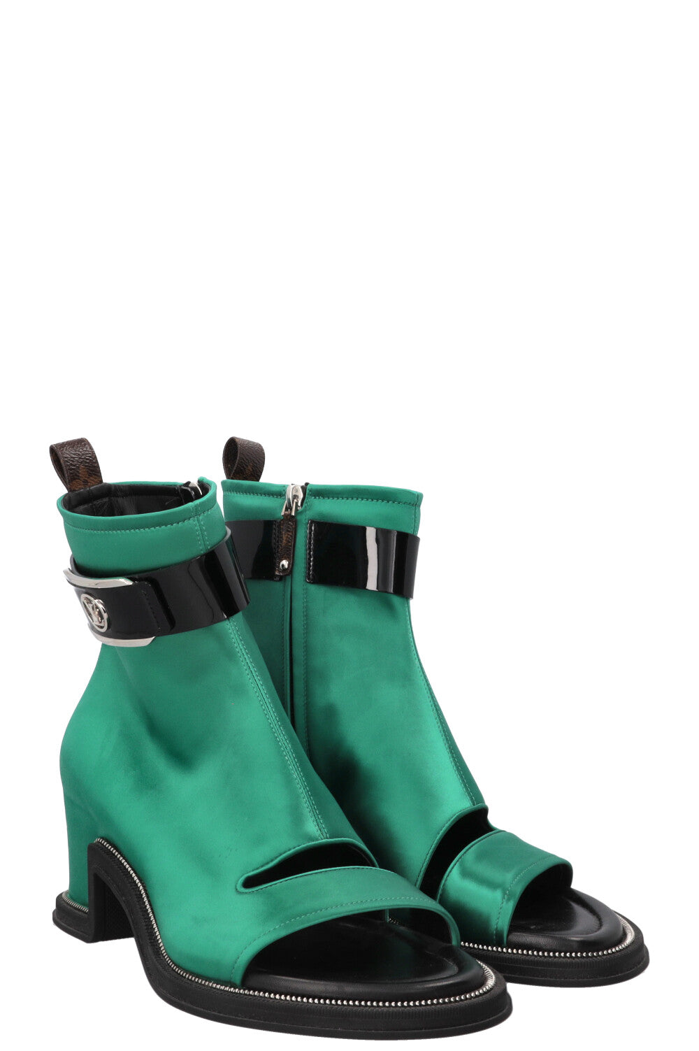 Bottines Louis Vuitton LV Moonlight en satin vert