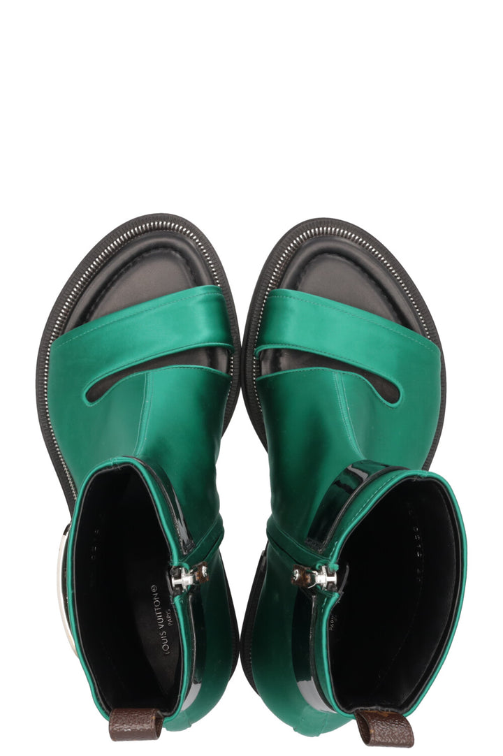 Bottines Louis Vuitton LV Moonlight en satin vert