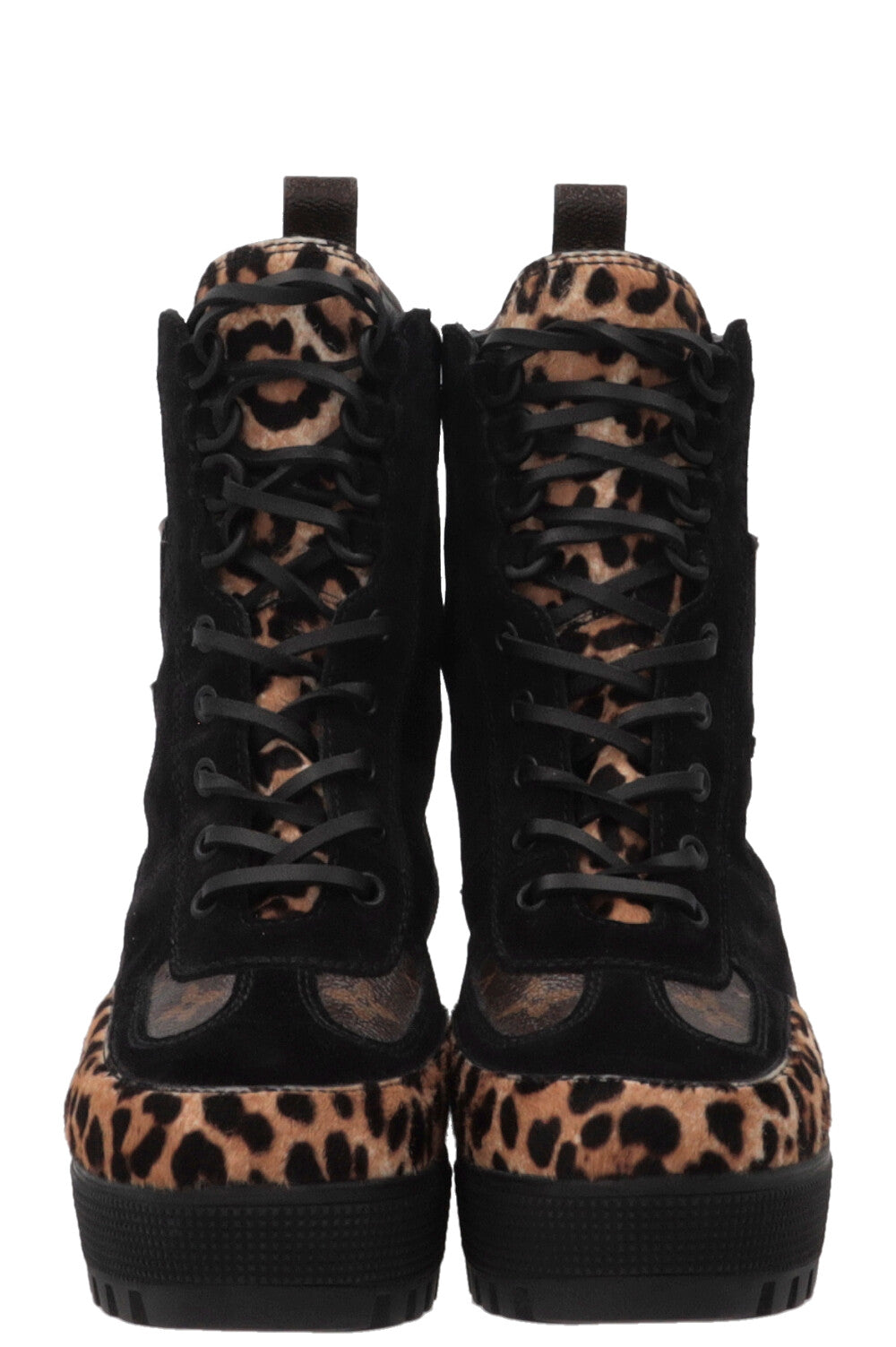 LOUIS VUITTON Laureate Leopard Print Ankle Boots Suede Black