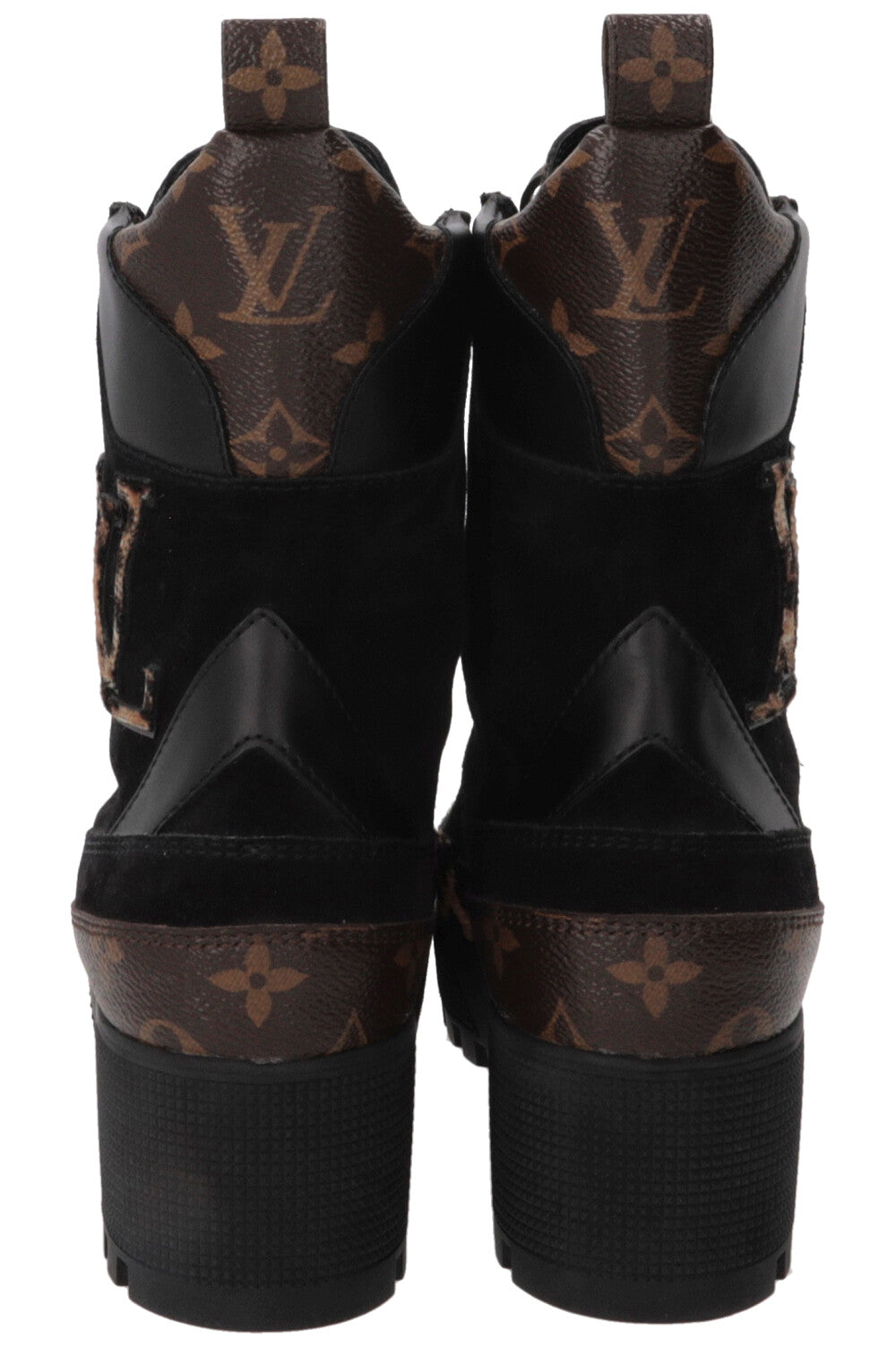 LOUIS VUITTON Laureate Leopard Print Ankle Boots Suede Black