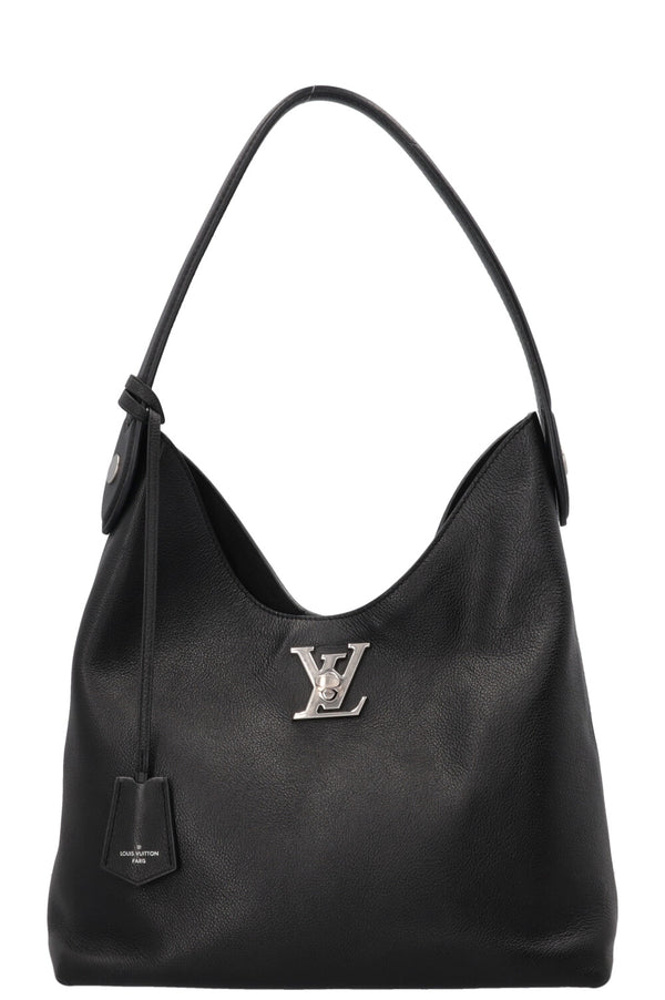LOUIS VUITTON Lockme Hobo Bag Leather Black