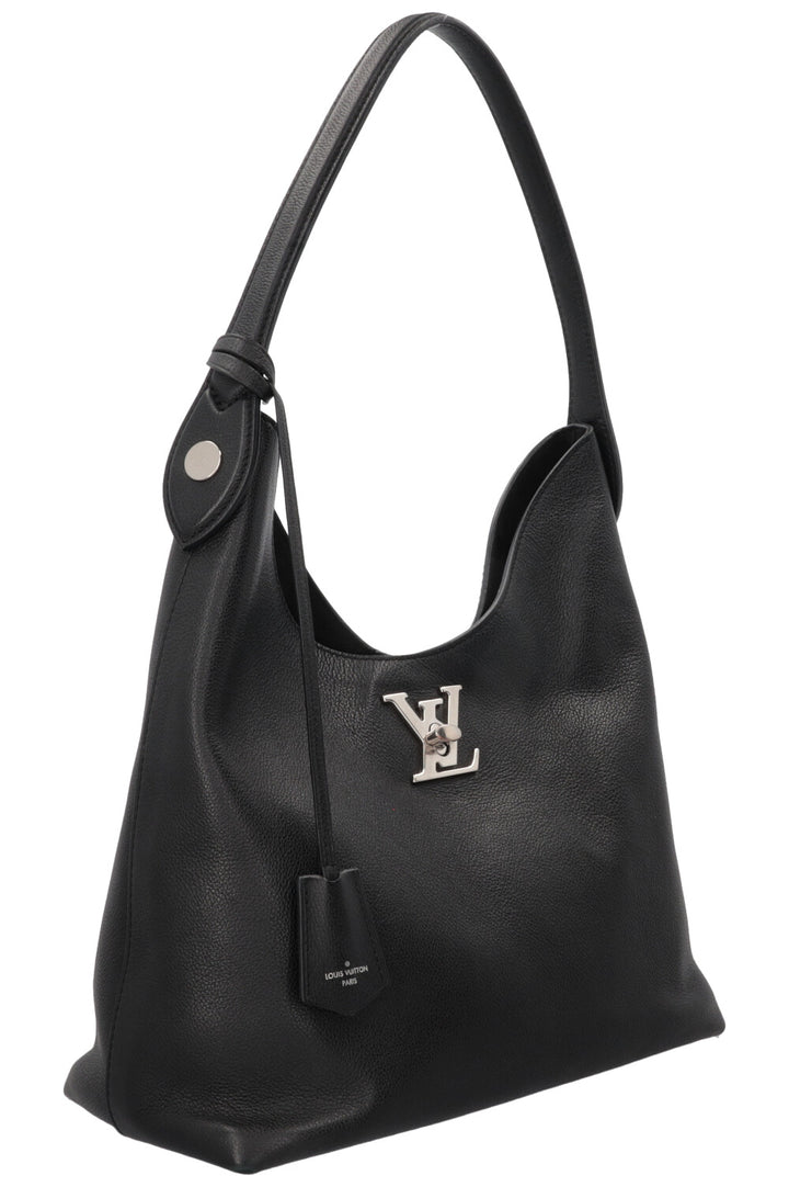 LOUIS VUITTON Lockme Hobo Bag Leather Black