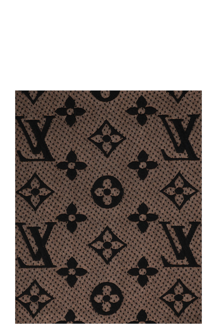 Écharpe Logomania Louis Vuitton motif léopard en laine noir