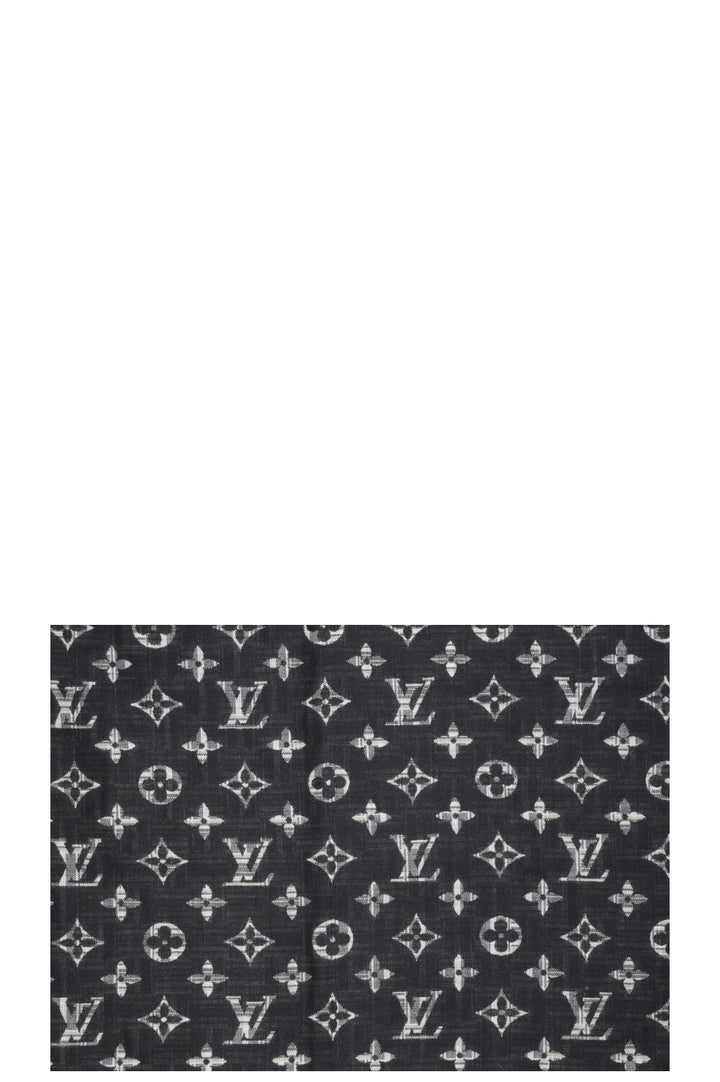 LOUIS VUITTON Monogram Silk Scarf Black