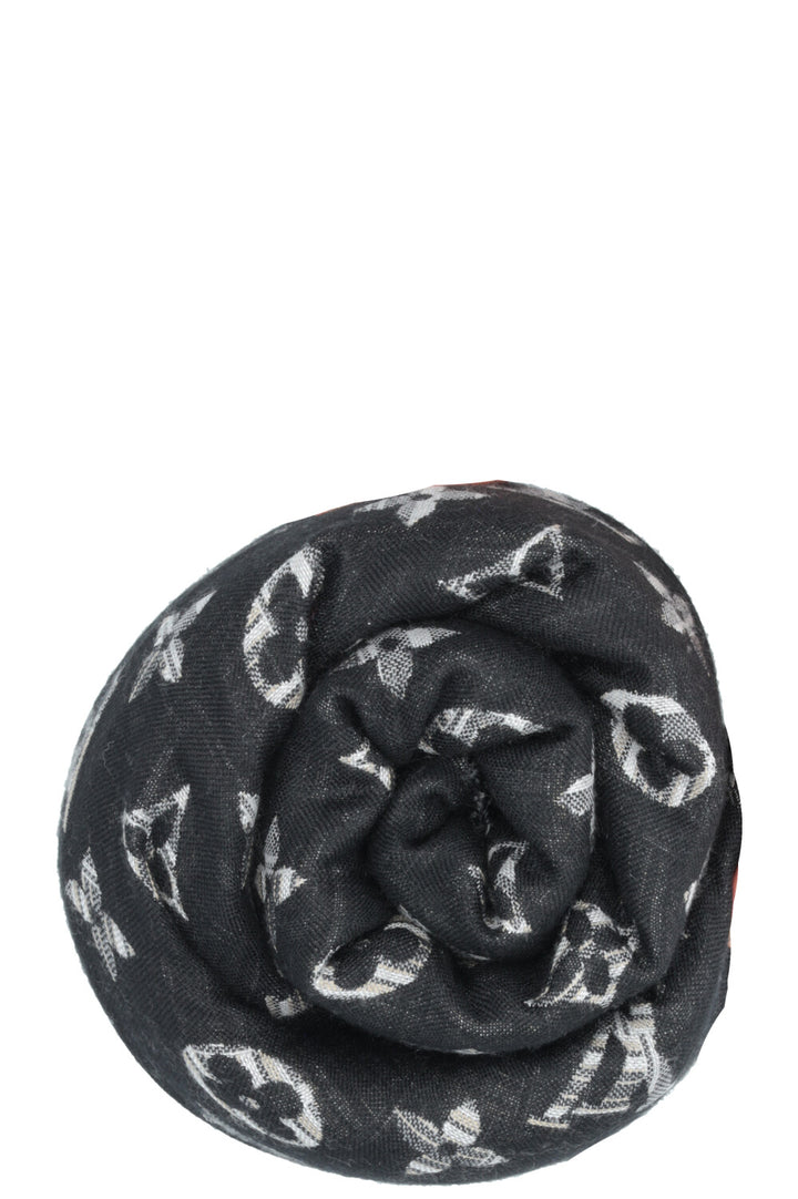 LOUIS VUITTON Monogram Silk Scarf Black