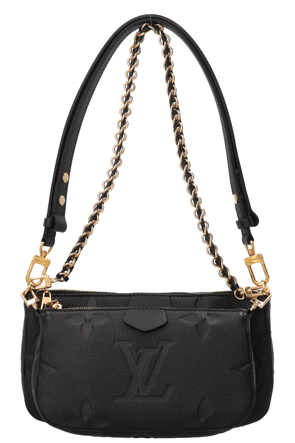 LOUIS VUITTON Multi Pochette Accessoires Cuir Empreinte Noir