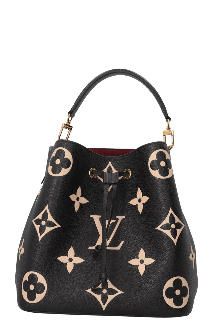 LOUIS VUITTON Néo Noé MM Cuir Empreinte Noir Beige