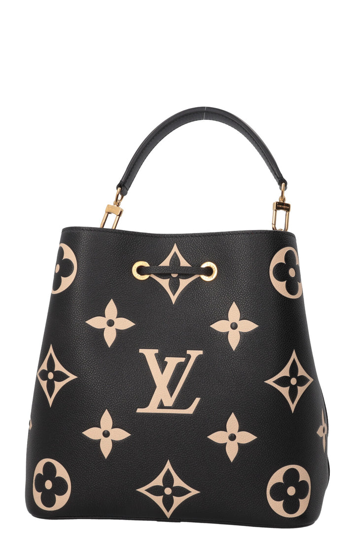 LOUIS VUITTON Néo Noé MM Cuir Empreinte Noir Beige