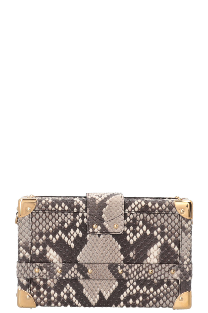 LOUIS VUITTON Petite Malle Crossbody Bag Python Grey