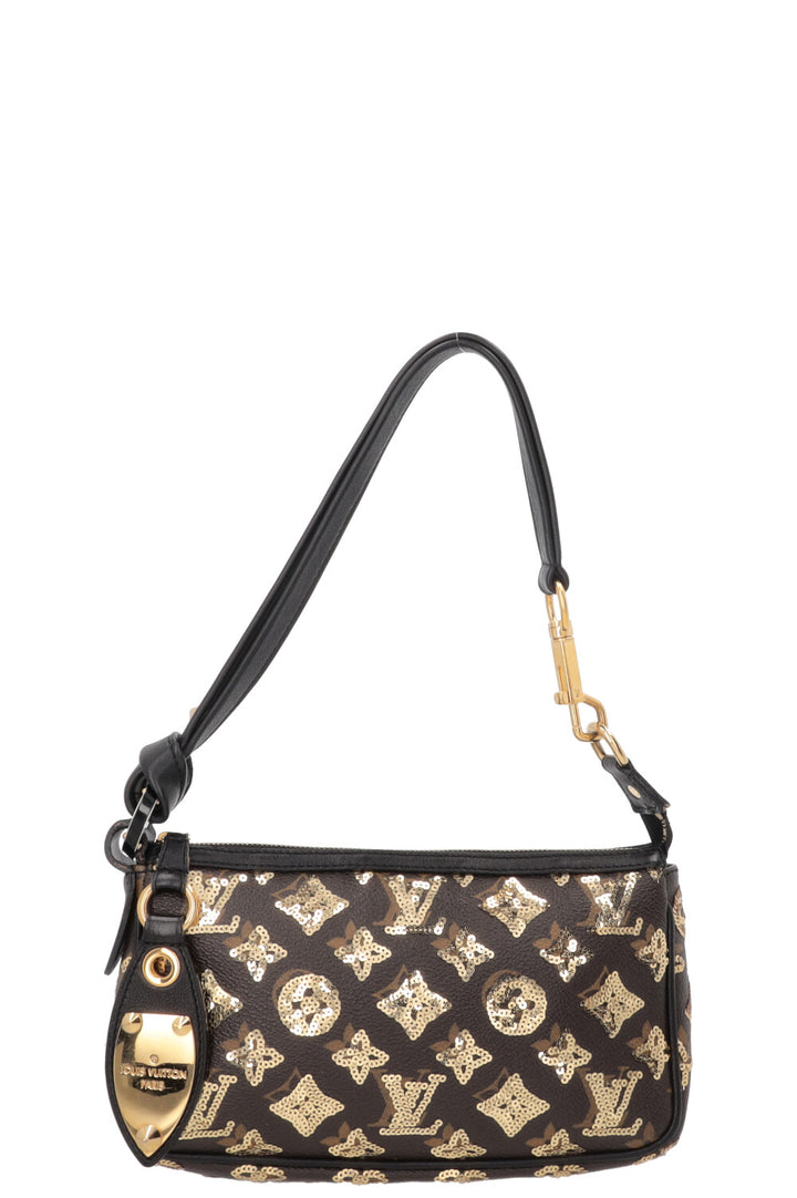 LOUIS VUITTON Pochette Accessories Eclipse Sequins MNG Canvas Gold