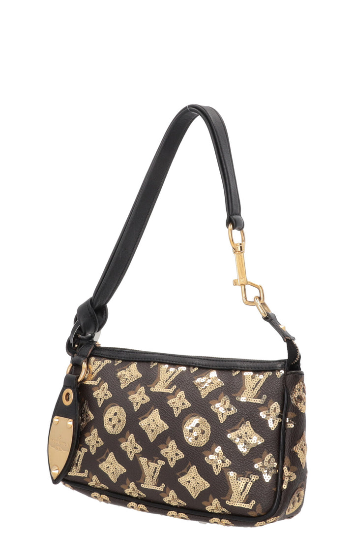 LOUIS VUITTON Pochette Accessories Eclipse Sequins MNG Canvas Gold