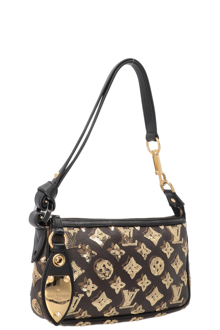 LOUIS VUITTON Pochette Accessories Eclipse Sequins MNG Canvas Gold