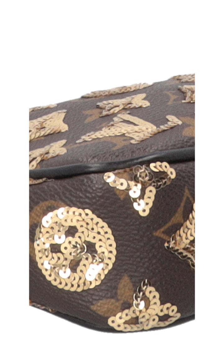 LOUIS VUITTON Pochette Accessories Eclipse Sequins MNG Canvas Gold