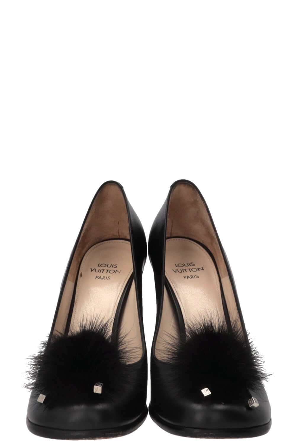 Escarpins à pompons LOUIS VUITTON en cuir noir