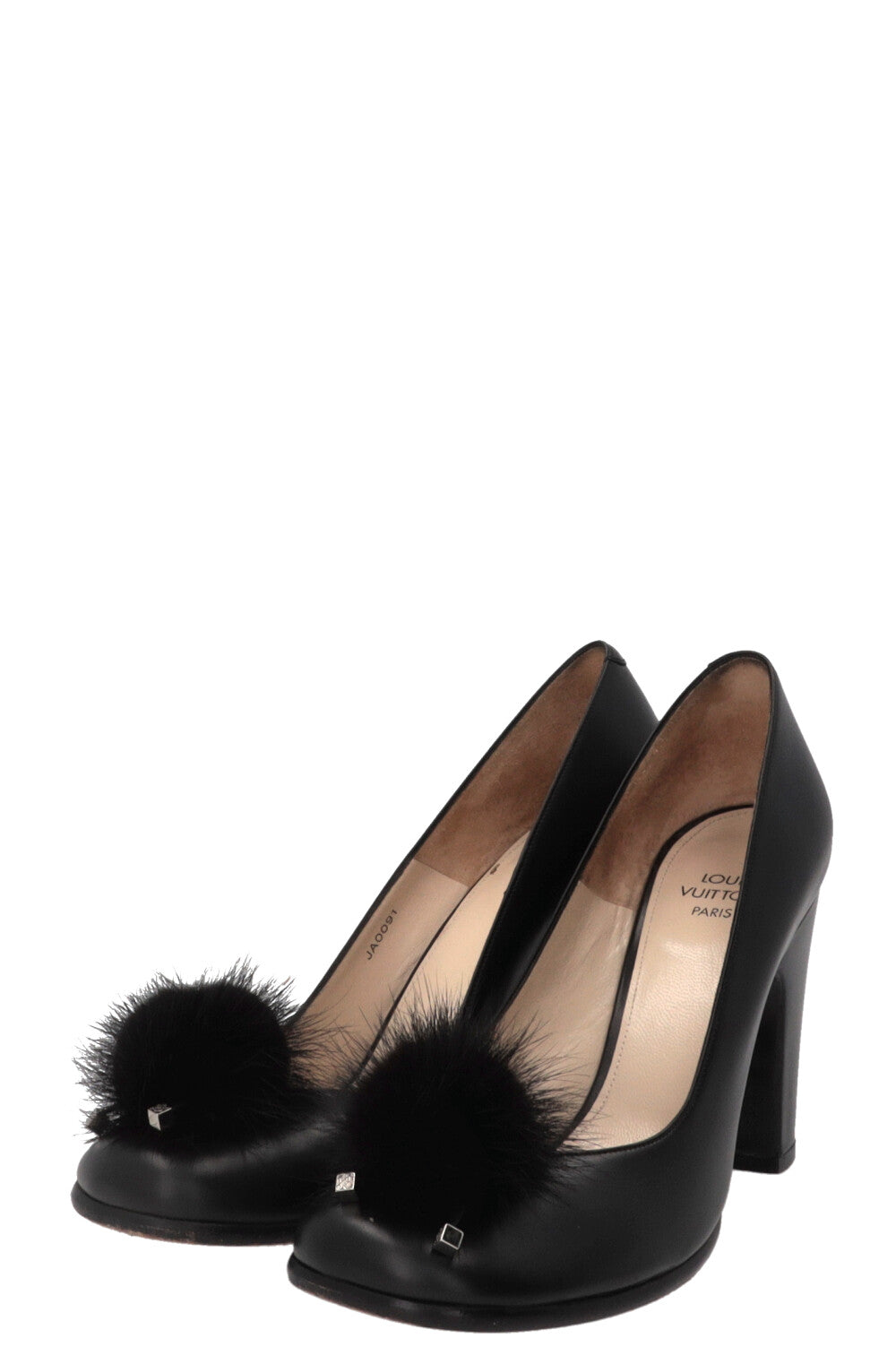 Escarpins à pompons LOUIS VUITTON en cuir noir